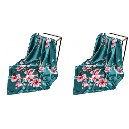 PALAY® Head Scarf for Women Stylish Satin Silk-feel Comfy Green Print Hair Wrapping 35in Square Pillow Cover 2PCS PALAY® Head Scarf for Women Stylish Satin Silk-feel Comfy Green Print Hair Wrapping 35in Square Pillow Cover 2PCS